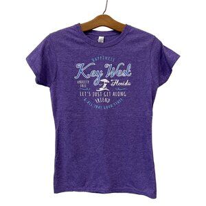 Key West Gildan Soft Style Graphic Tee Size Medium Purple Summer Vacation Party